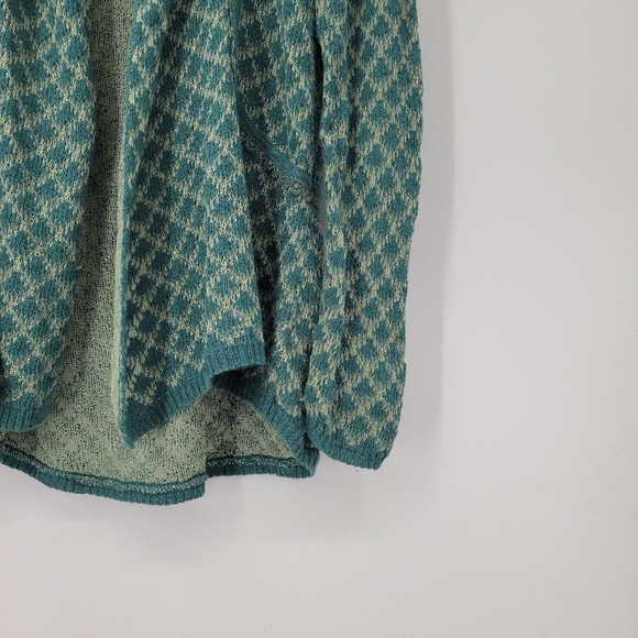 Anthropologie Knitted and Knotted Cardigan Sweater Women's Medium Green Beige - Picture 5 of 16